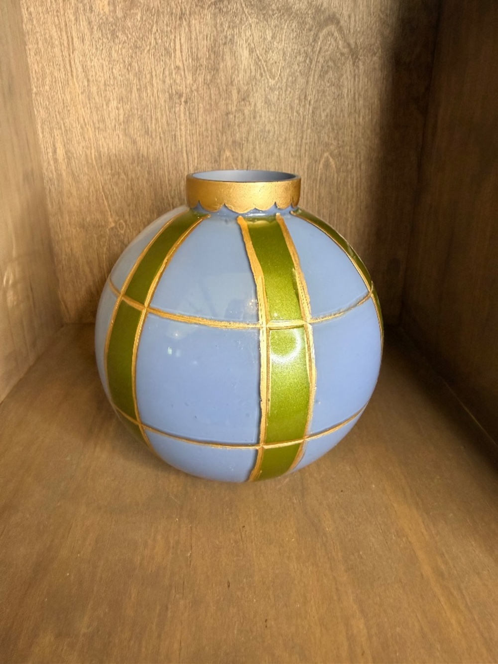 NWT Anthropologie Holiday Round Ornament Vase Green/Blue Small